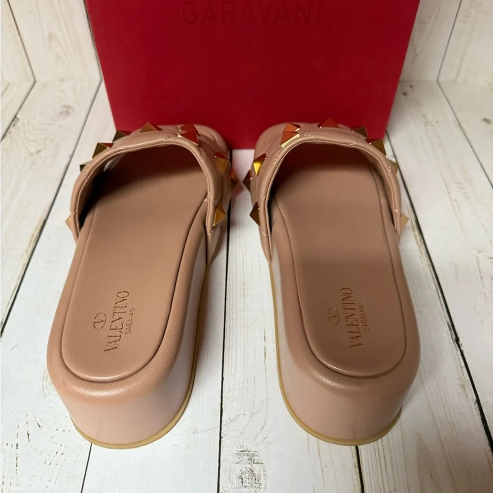 Valentino Garavani Nappa Roman Stud Platform Slide Sandals Sz 40.5 / 10.5 - Picture 11 of 14